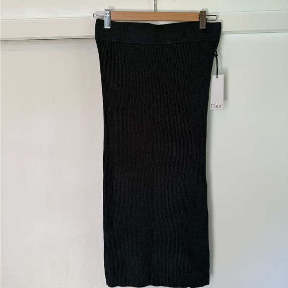 Dex Stretch Black Pencil Skirt Side Slit Medium New - Picture 3 of 5